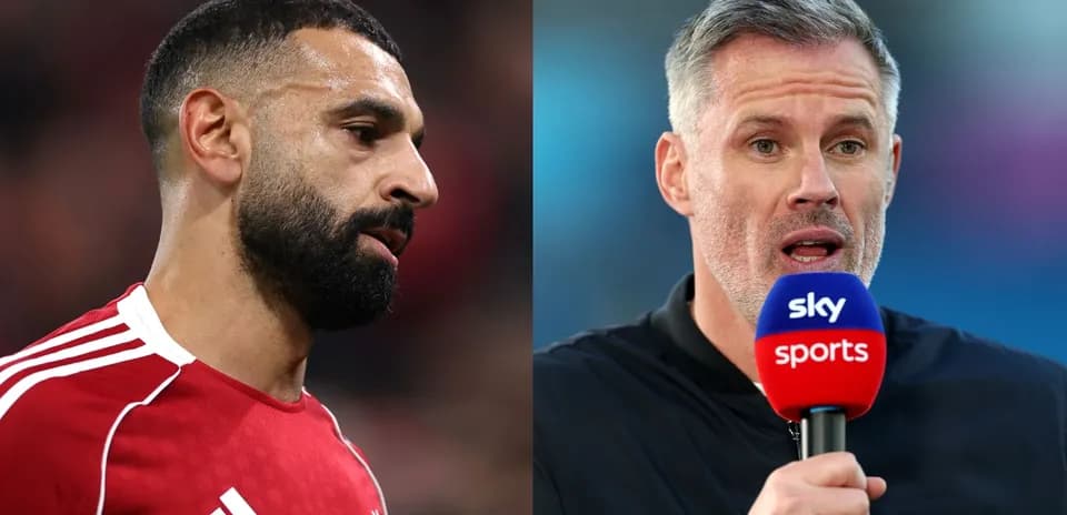 Mohamed Salah y Jamie Carragher en evento deportivo