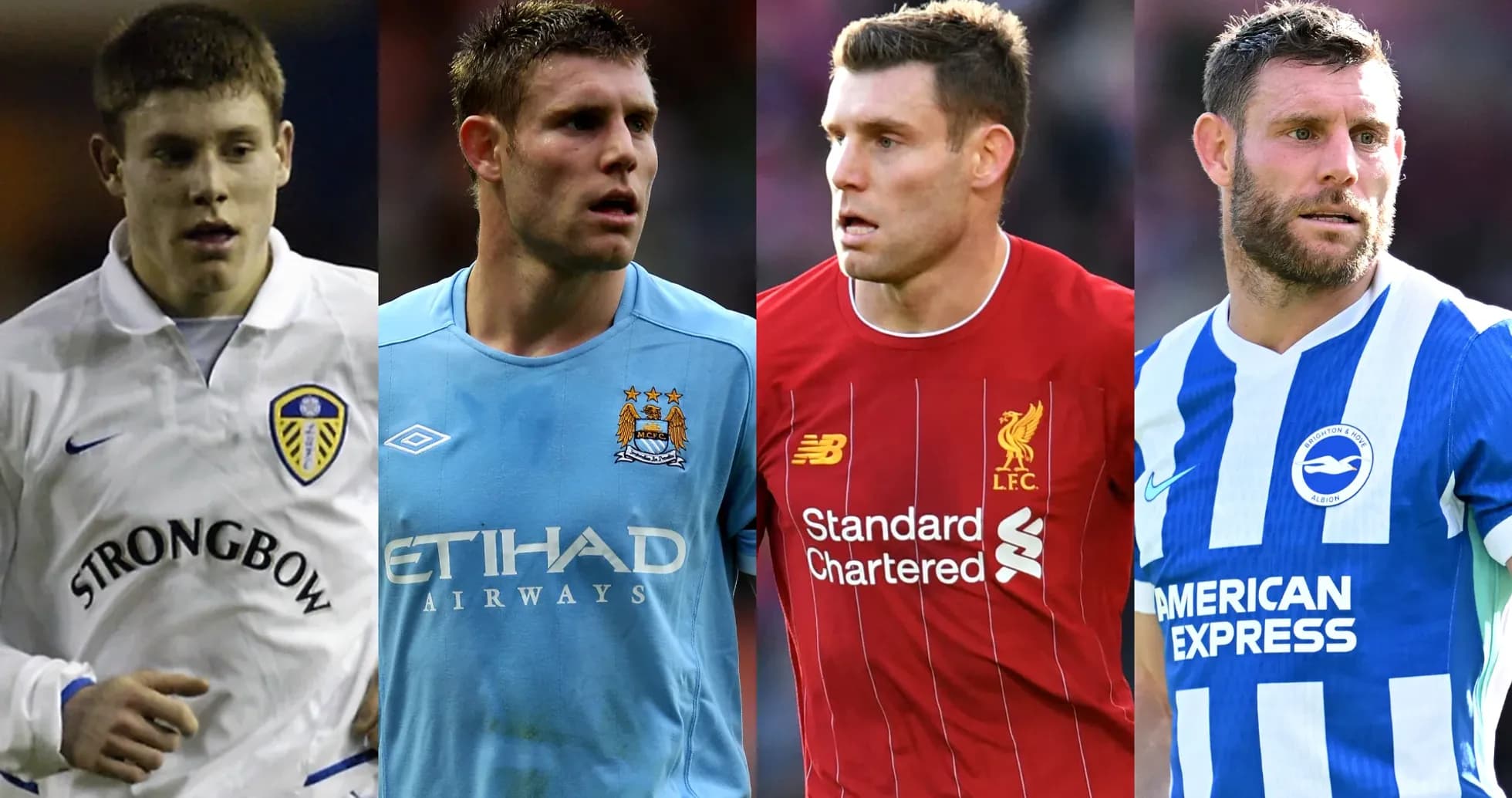 Jugador de fútbol en diferentes camisetas de clubes