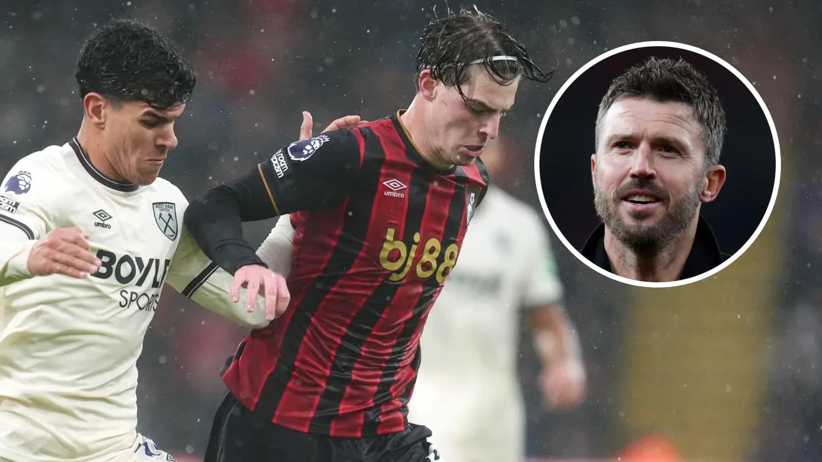 Jugadores de Bournemouth y West Ham compitiendo por el balón