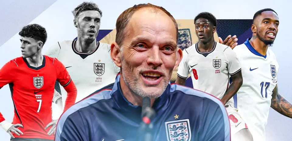 Entrenador y jugadores de Inglaterra en fondo colorido