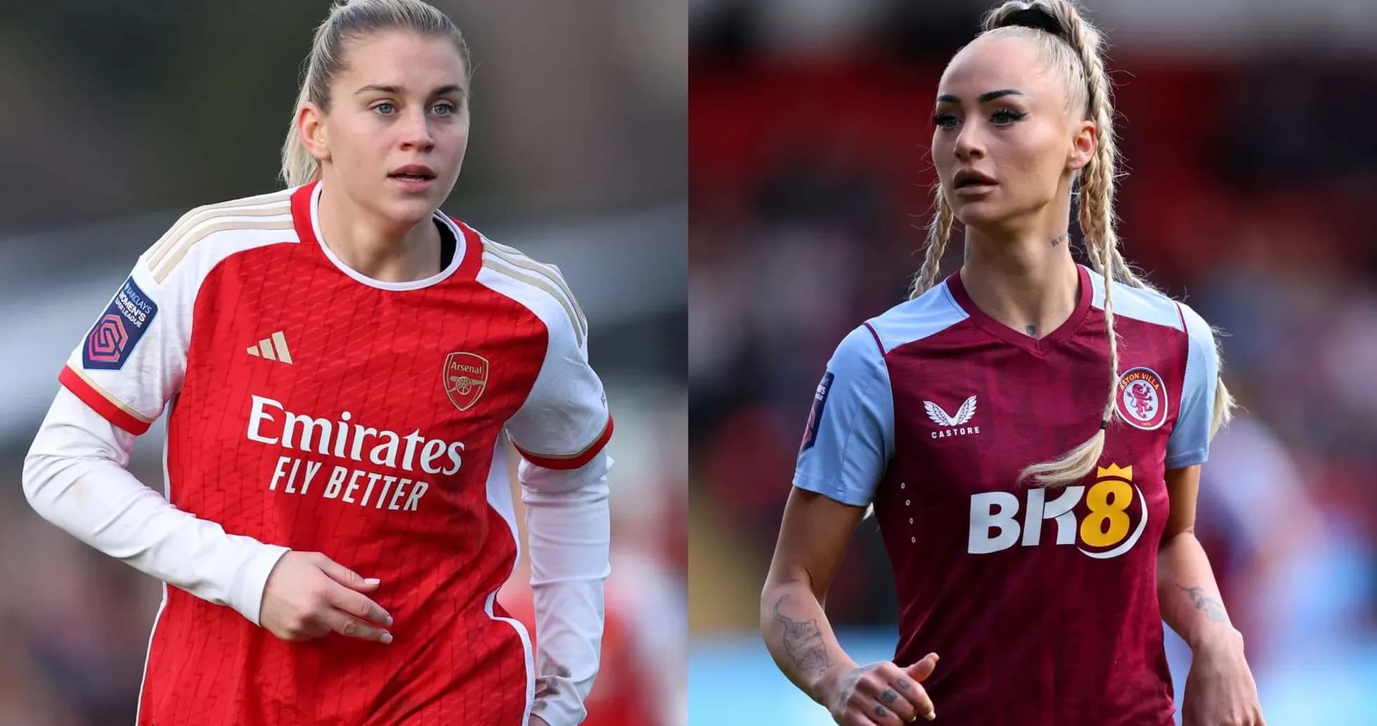 Jugadoras de Aston Villa y Arsenal durante el partido