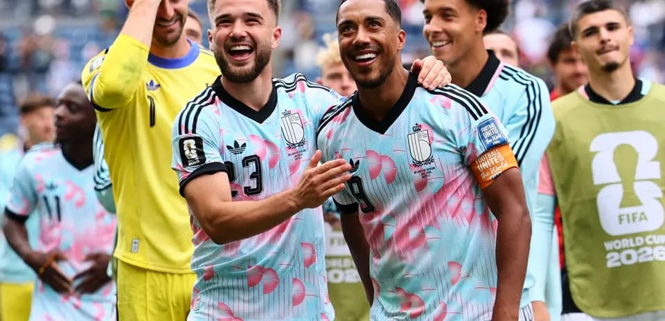 Jugadores de Bélgica celebrando en el Mundial