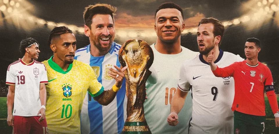 Jugadores destacados junto a la Copa del Mundo