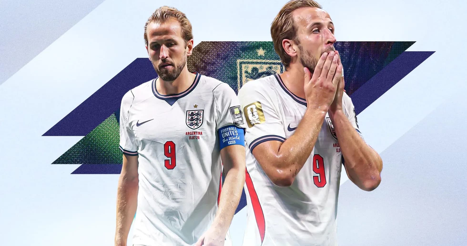 Harry Kane en uniforme de Inglaterra con el número 9