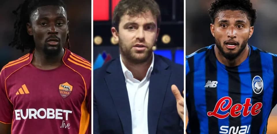 Tres personas: dos jugadores y un comentarista deportivo