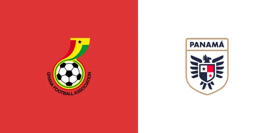 Logos de Ghana y Panamá en fondo colorido