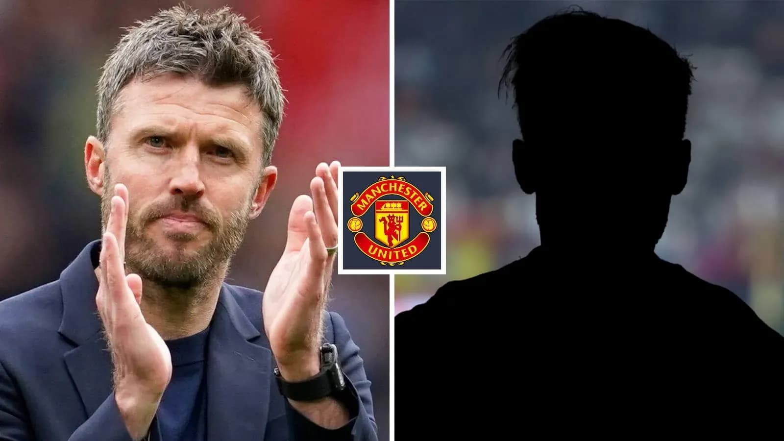 Entrenador aplaudiendo junto al logo de Manchester United