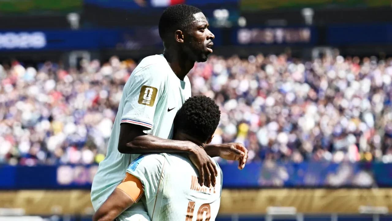 Jugadores franceses celebrando un gol