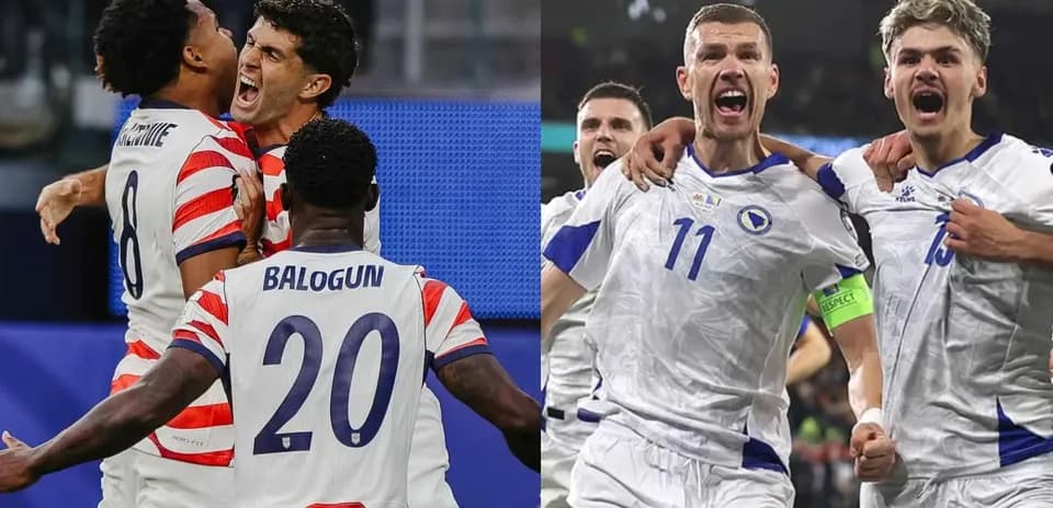 Jugadores celebrando goles en partido de fútbol