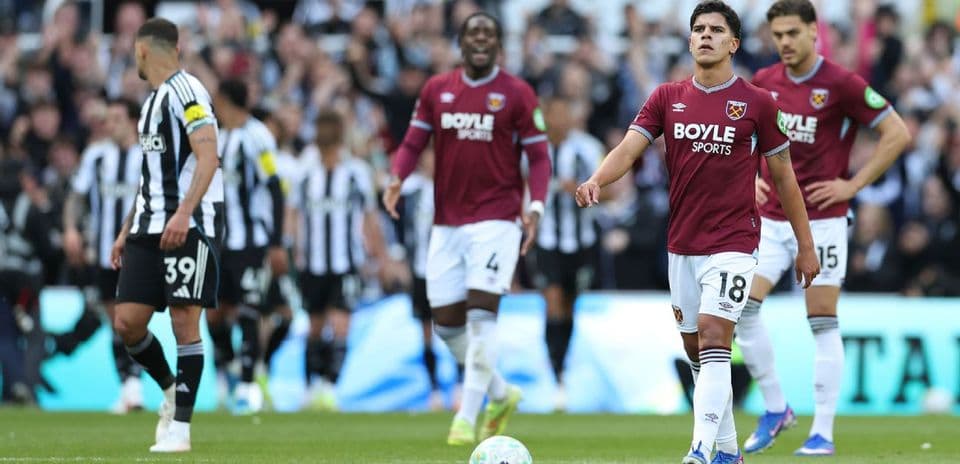 Jugadores de West Ham en el partido contra Newcastle