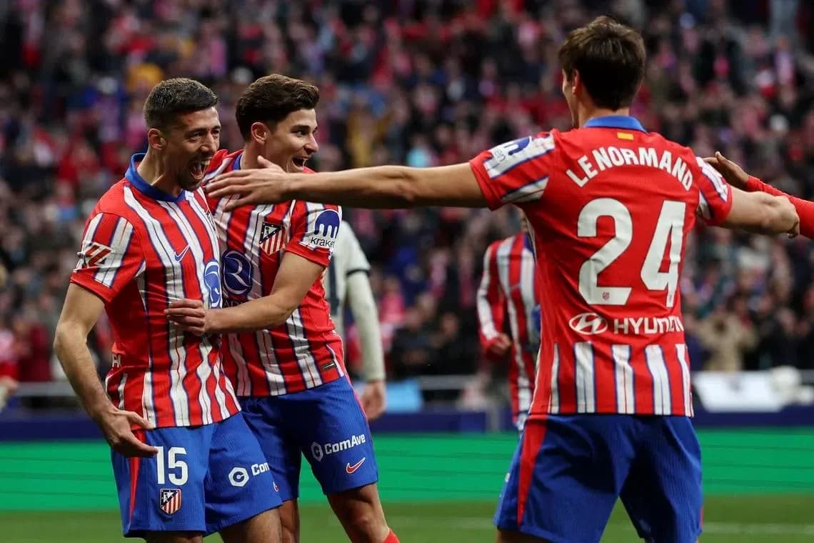 Jugadores del Atlético de Madrid celebrando un gol