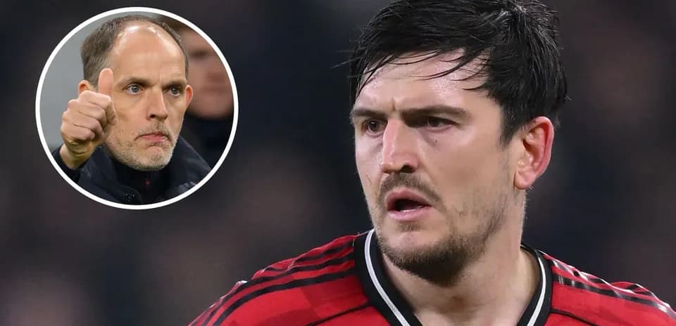 Harry Maguire in Manchester United kit with coach
