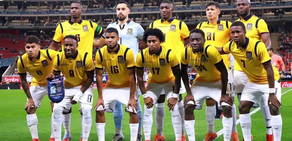 Equipo de Ecuador antes del partido