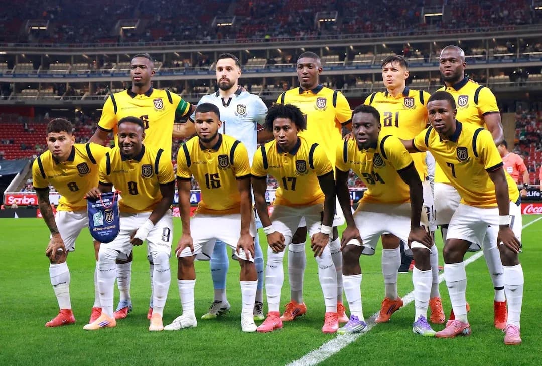 Equipo de Ecuador antes del partido