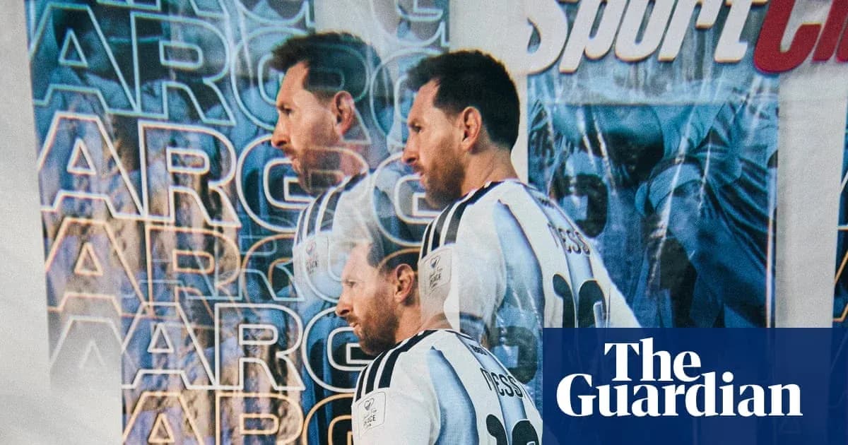 Jugador en camiseta argentina posando frente a fondo