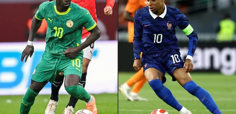 Sadio Mané y Kylian Mbappé en partido
