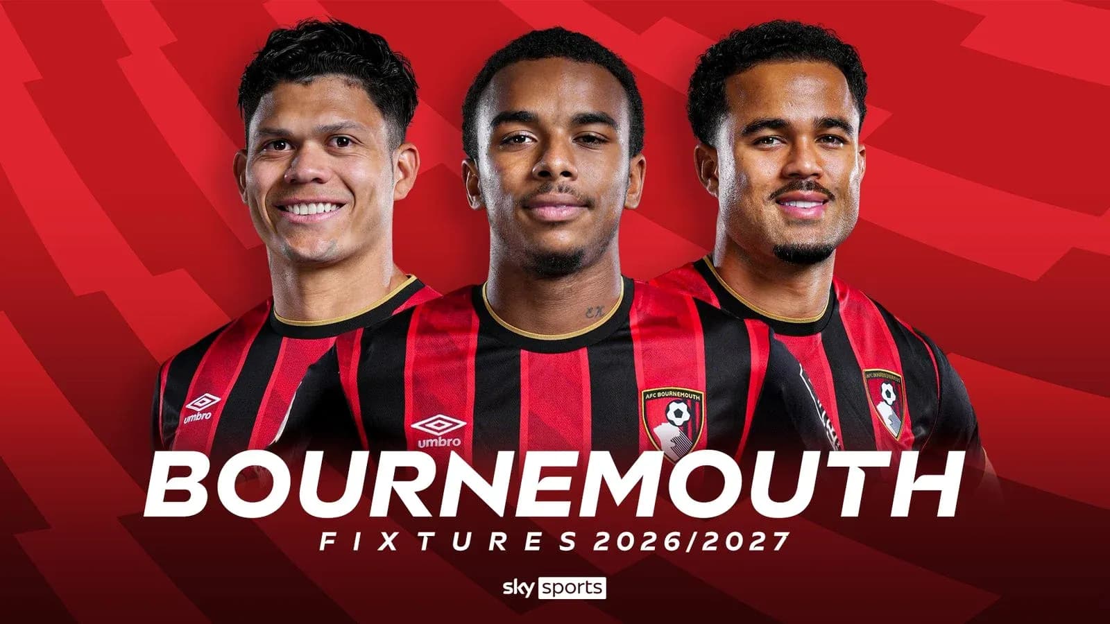 Tres jugadores de Bournemouth posando en uniforme