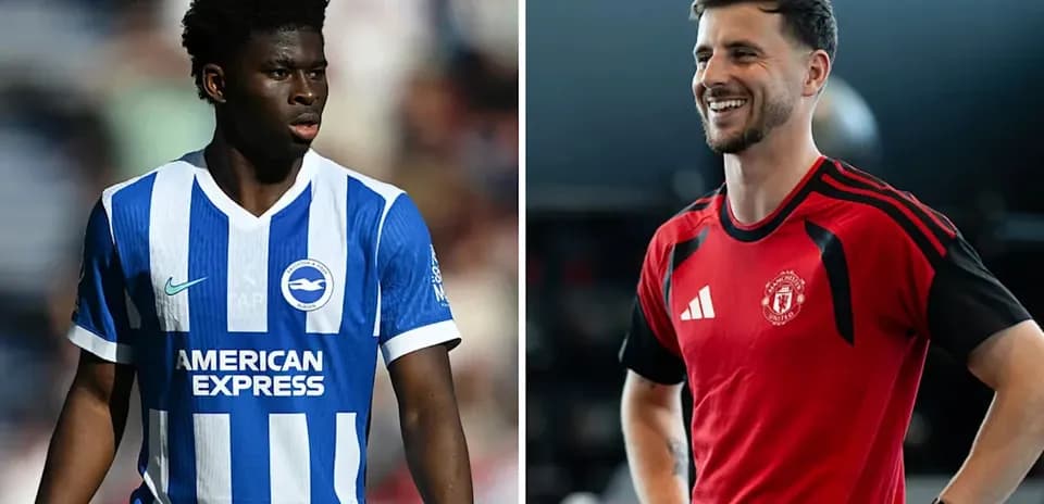Jugadores de Brighton y Manchester United posando para foto