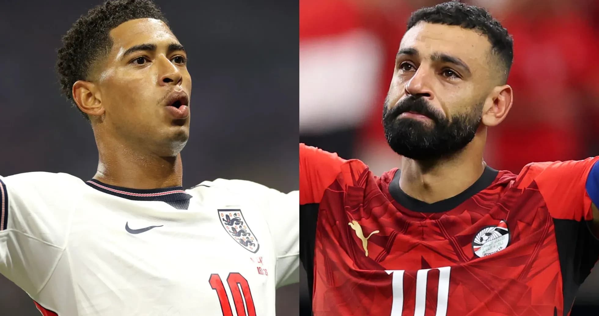 Jugadores de Inglaterra y Egipto celebrando en el campo