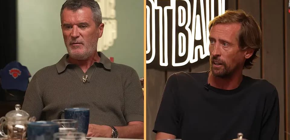 Roy Keane y Peter Crouch conversando en un programa