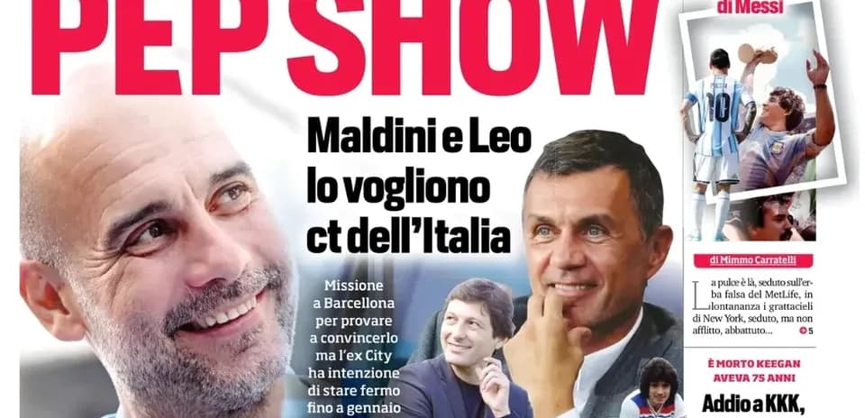 Portada de periódico sobre Pep Guardiola y Maldini