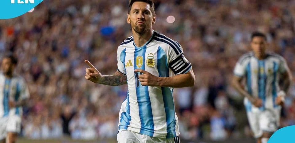 Lionel Messi celebrando un gol en el estadio