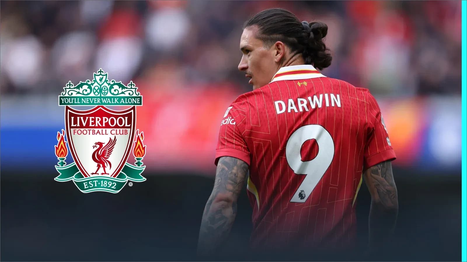 Jugador de Liverpool con el número 9 en su camiseta Jugador de Liverpool con el número 9 en su camiseta