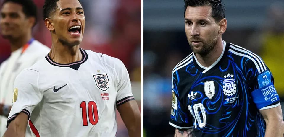 Bellingham y Messi en el partido de fútbol