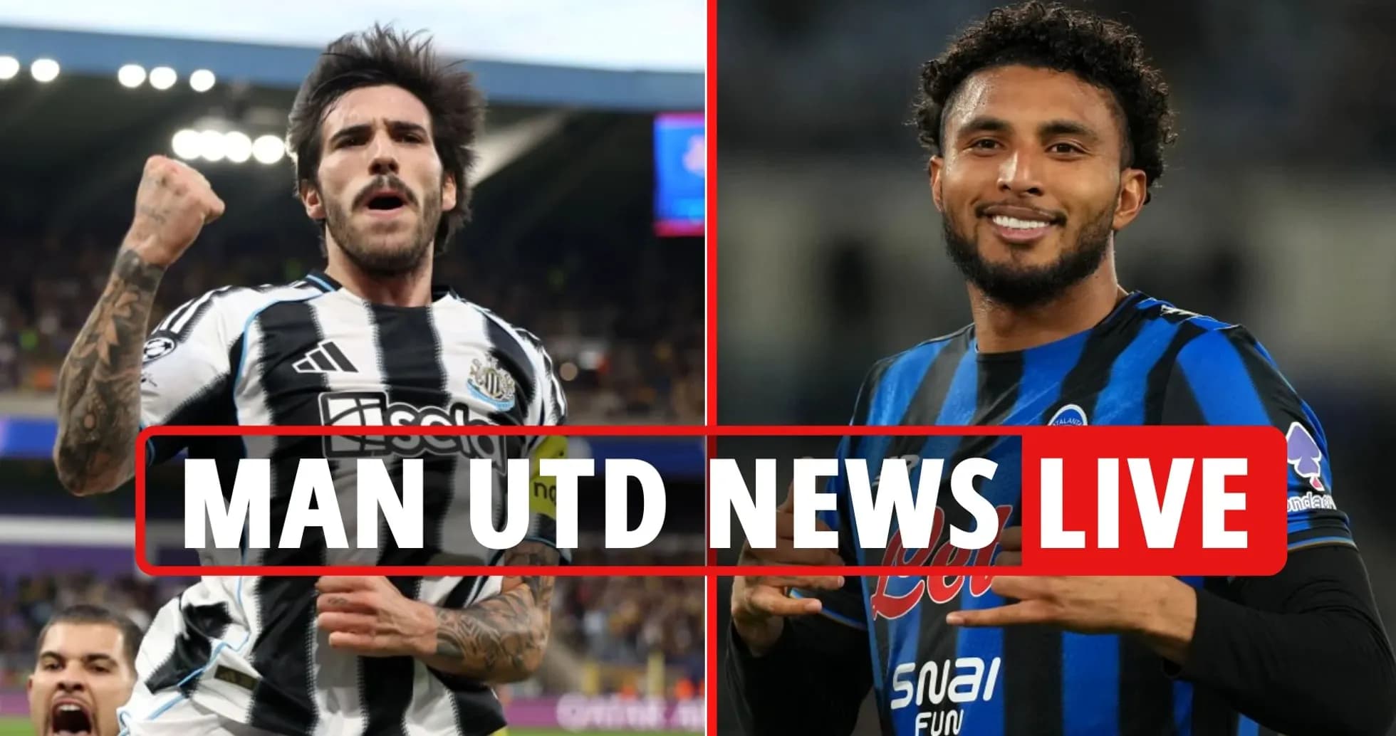 Jugadores de Newcastle y Atalanta posando para noticia