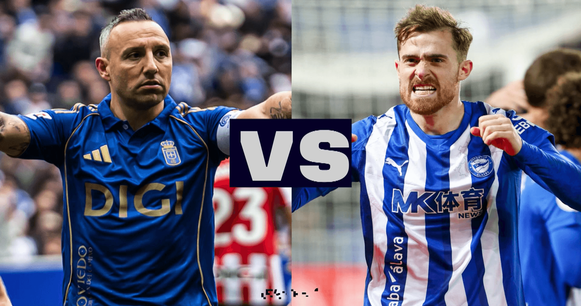 Jugadores de Oviedo y Alavés enfrentándose