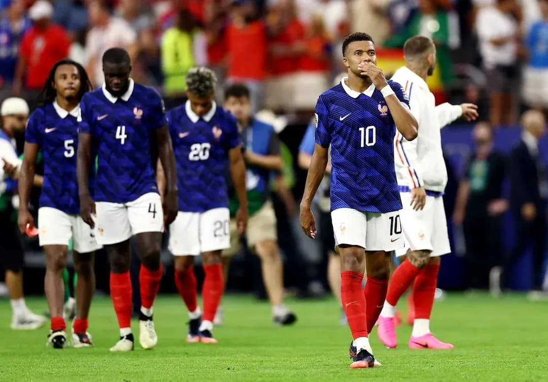 Jugadores de Francia tras el partido
