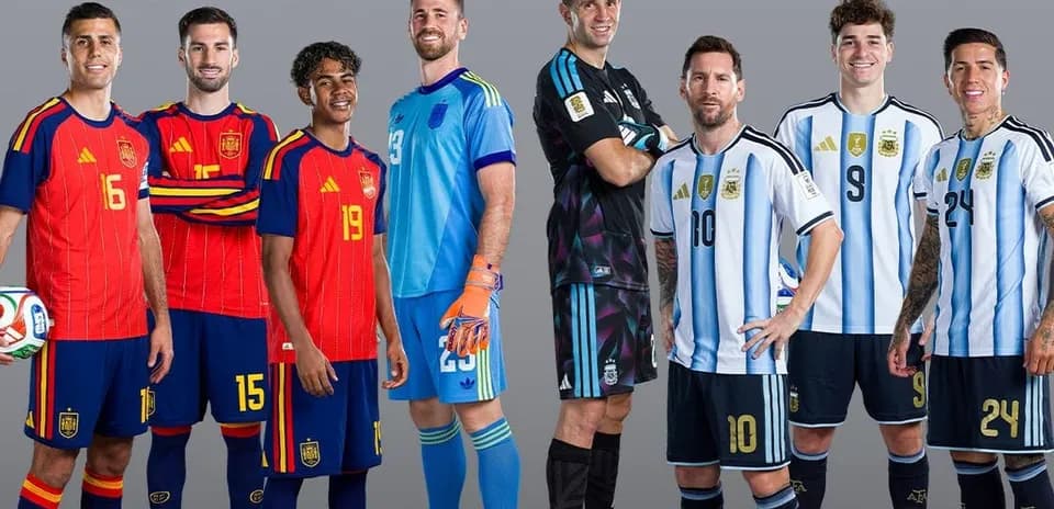 Jugadores de España y Argentina en la Copa del Mundo