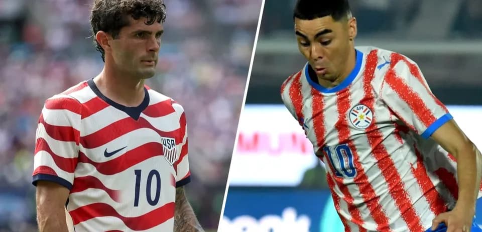 Jugadores de EE. UU. y Paraguay en partido