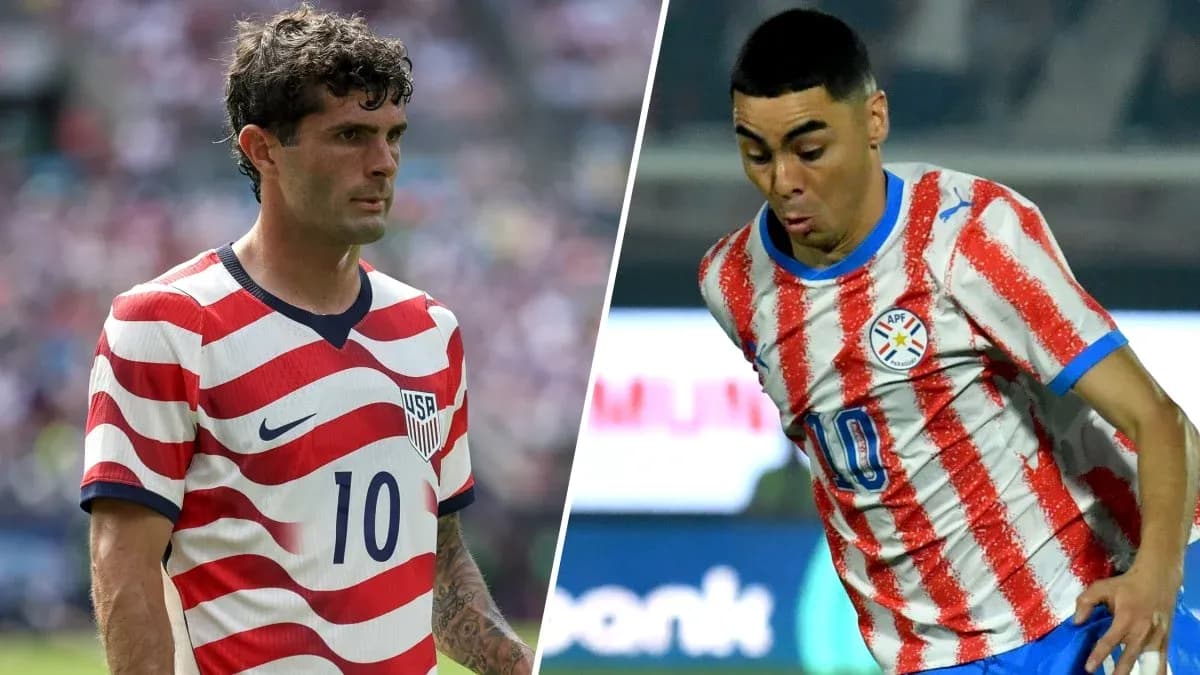 Jugadores de EE. UU. y Paraguay en partido