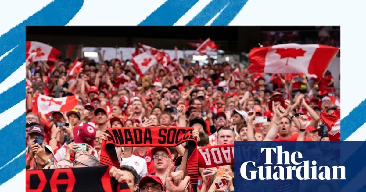 Aficionados con banderas apoyando a Canadá en un partido