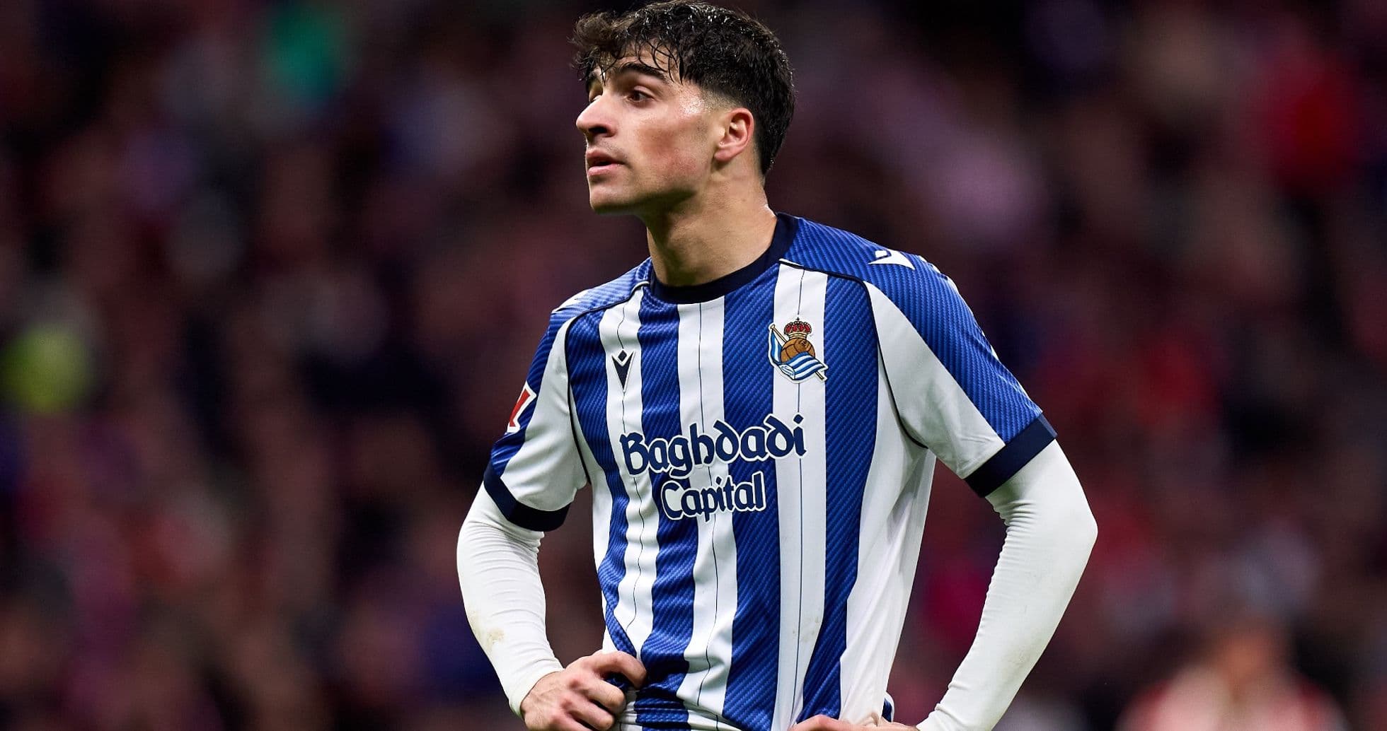 Jugador de la Real Sociedad durante un partido
