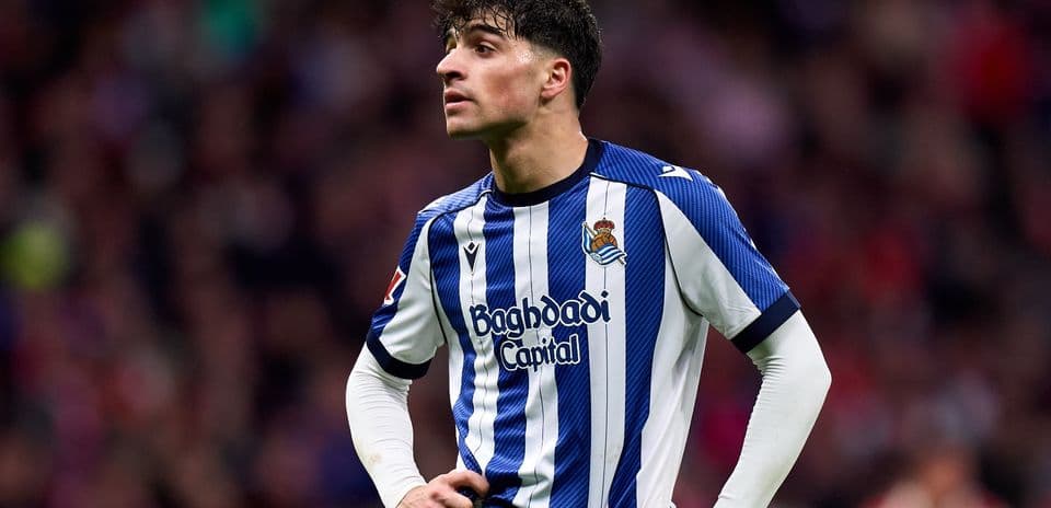 Jugador de la Real Sociedad durante un partido