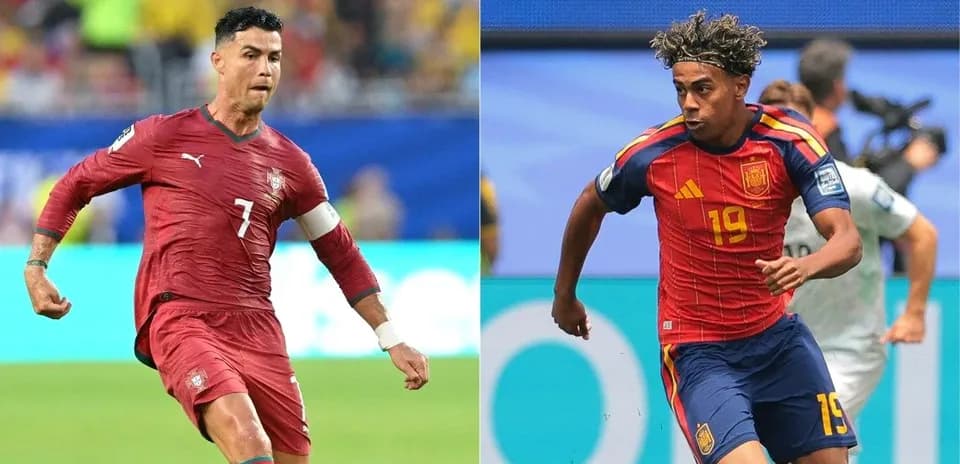 Cristiano Ronaldo y jugador español durante partido