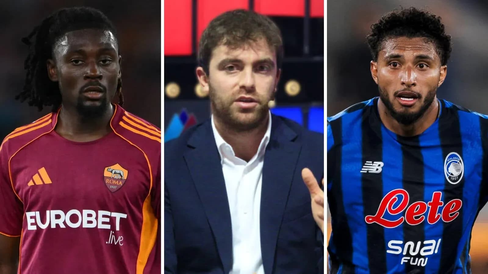 Tres personas: dos jugadores y un comentarista deportivo Tres personas: dos jugadores y un comentarista deportivo