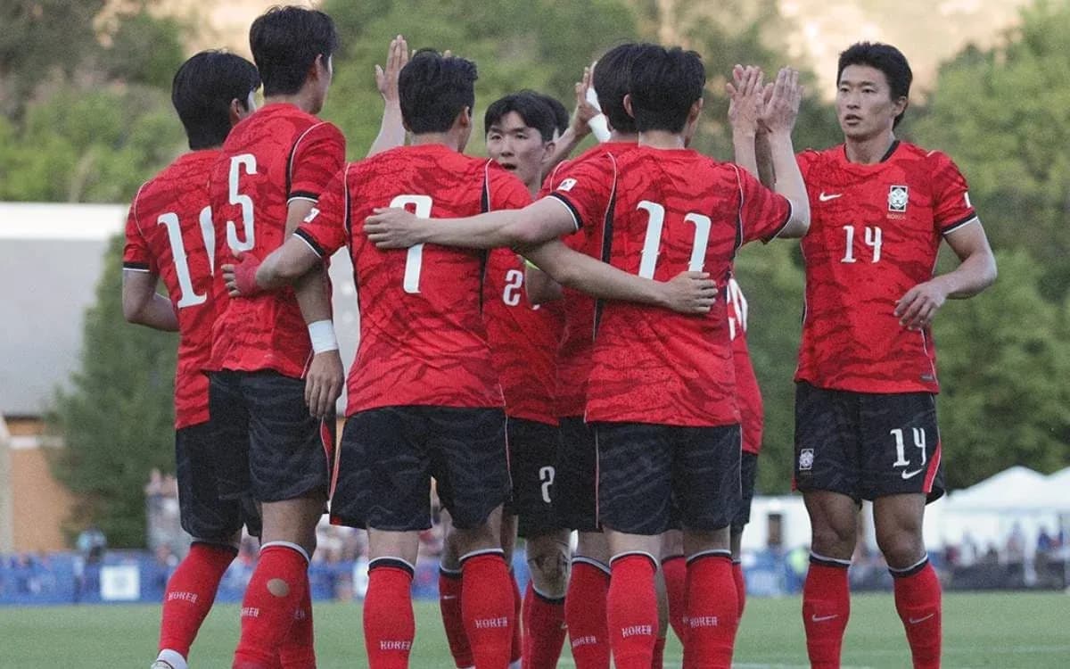 Jugadores de Corea del Sur celebrando un gol Jugadores de Corea del Sur celebrando un gol