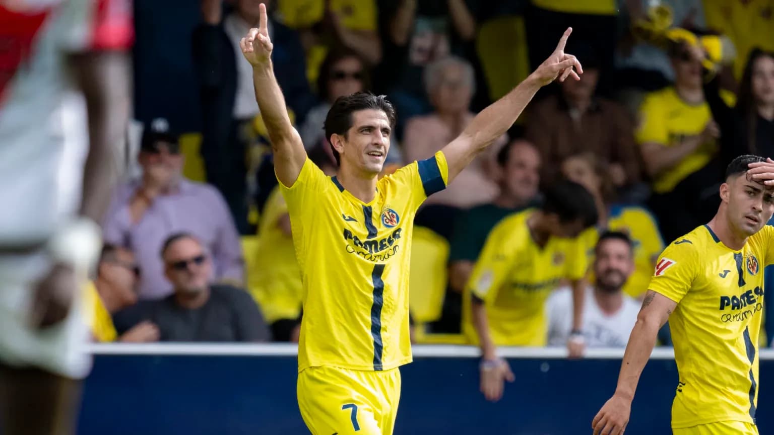 Celebración de un jugador del Villarreal Celebración de un jugador del Villarreal