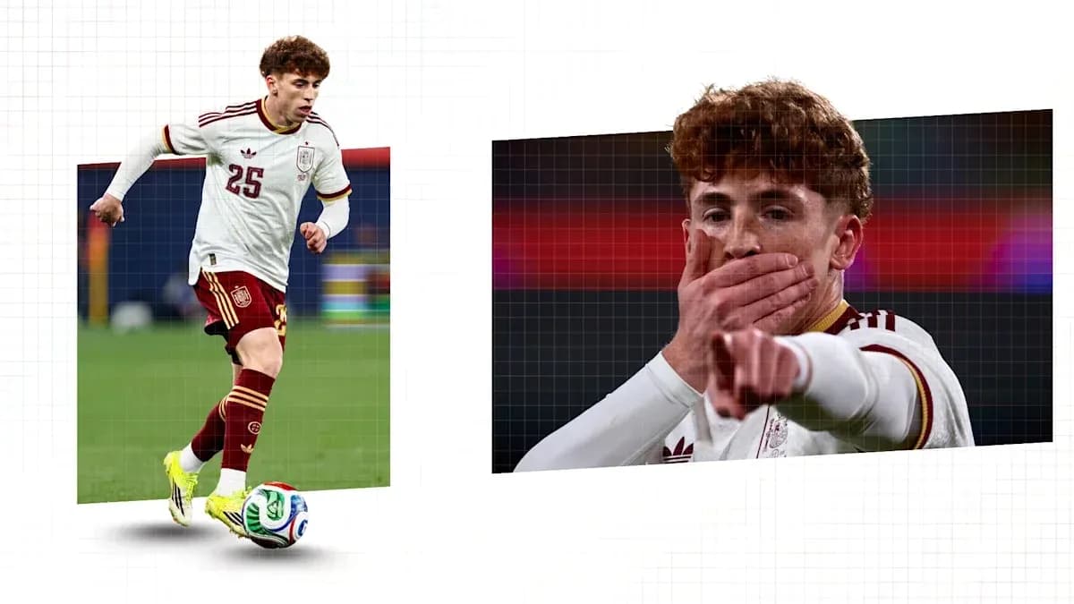 Jugador de España corriendo con balón y señalando Jugador de España corriendo con balón y señalando