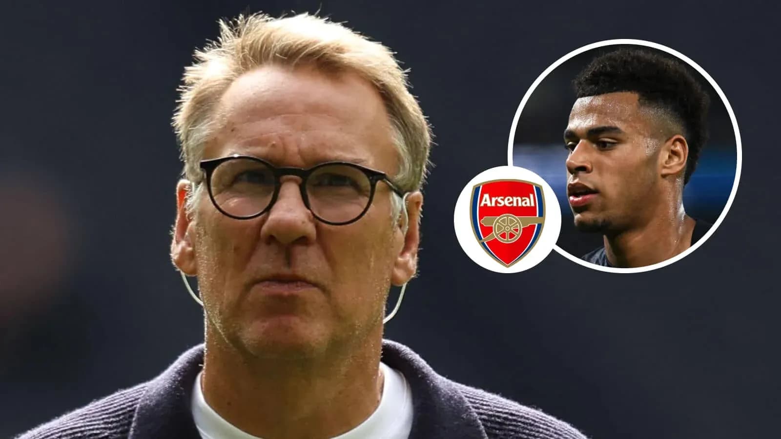 Entrenador con logo de Arsenal y jugador en imagen Entrenador con logo de Arsenal y jugador en imagen