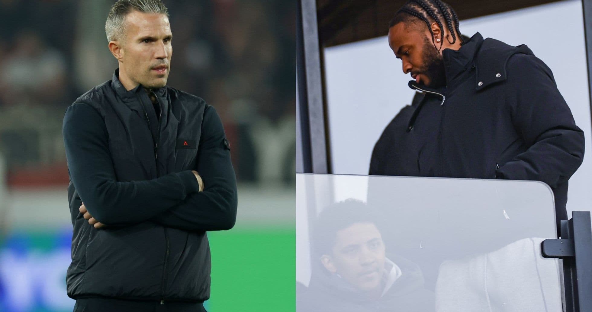 Entrenador y jugador observando el partido desde arriba Entrenador y jugador observando el partido desde arriba