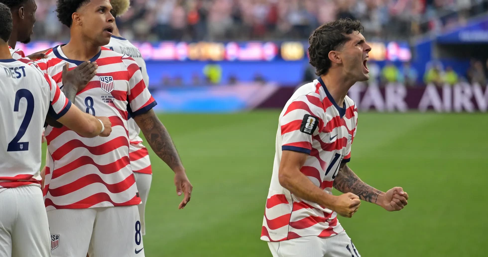 Jugadores de Estados Unidos celebrando un gol Jugadores de Estados Unidos celebrando un gol