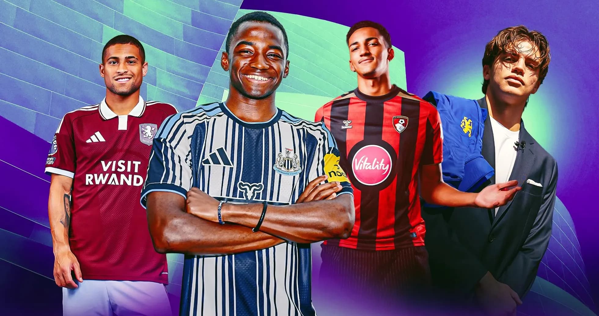 Jugadores de fútbol en camisetas de clubes diferentes Jugadores de fútbol en camisetas de clubes diferentes
