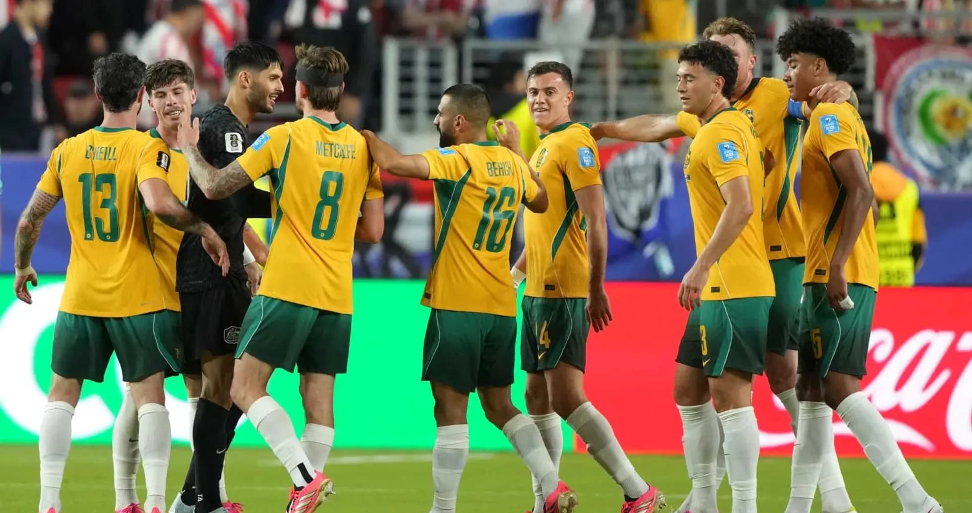 Jugadores de Australia celebrando en el partido Jugadores de Australia celebrando en el partido
