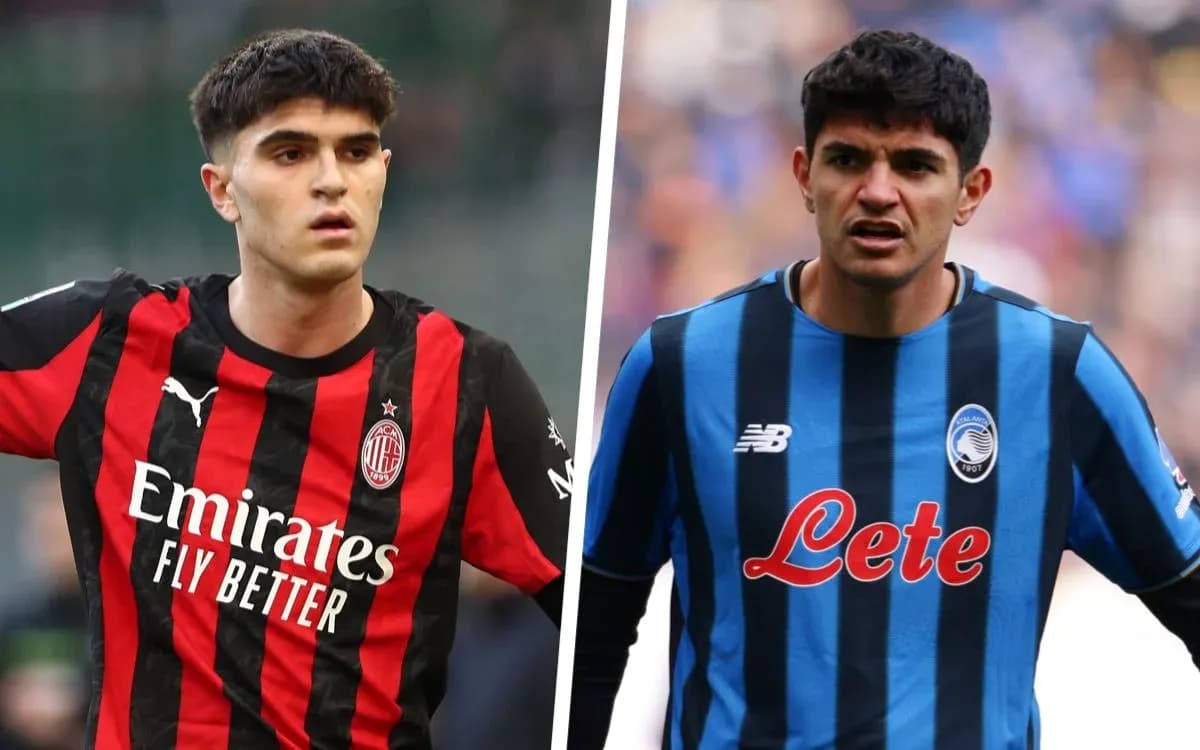 Jugadores de AC Milan y Atalanta en acción Jugadores de AC Milan y Atalanta en acción