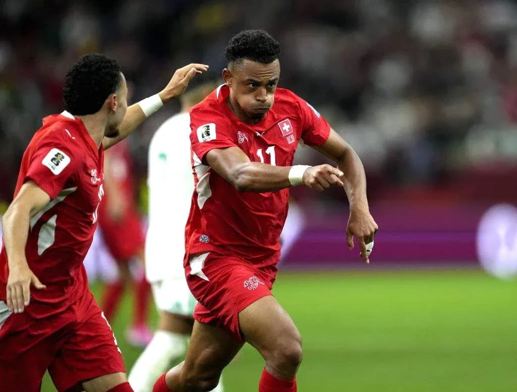 Jugadores de Suiza celebrando un gol Jugadores de Suiza celebrando un gol