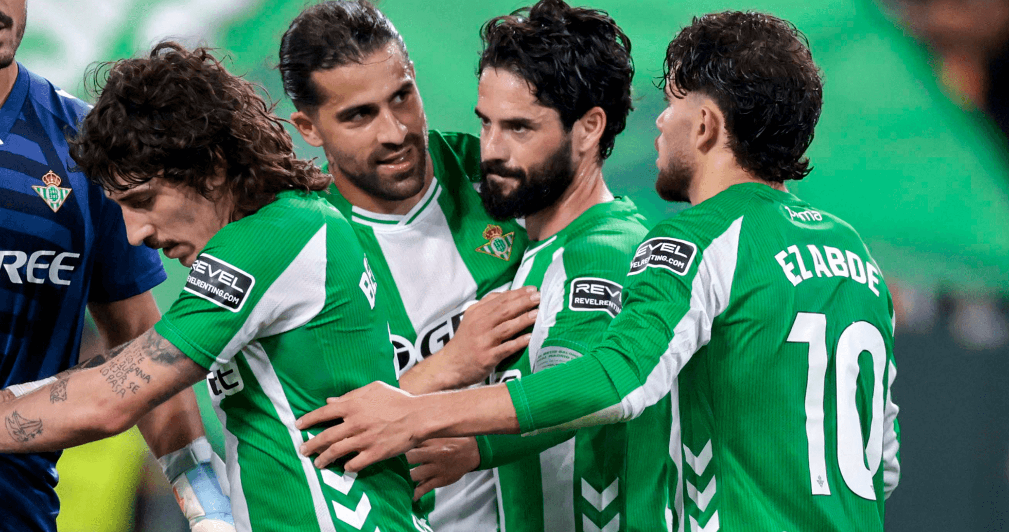 Jugadores de Real Betis celebrando un gol Jugadores de Real Betis celebrando un gol